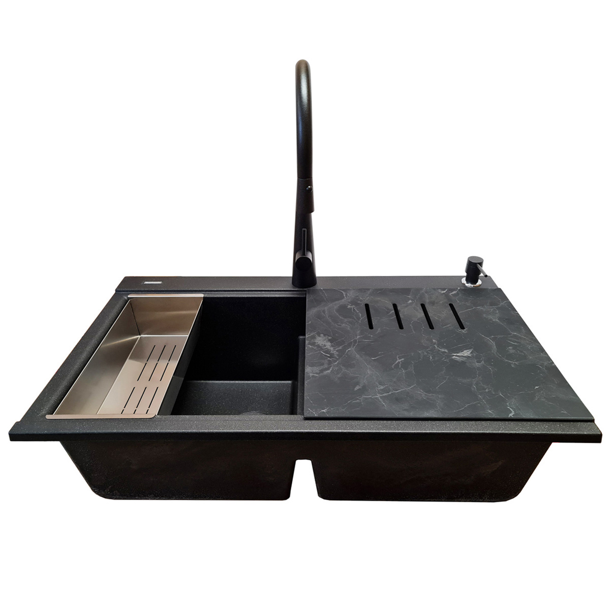 Chiuveta-Bucatarie-CookingAid-Kinga-LX8620-negru-metalic-tocatoare-ABS-Ardesia-3a