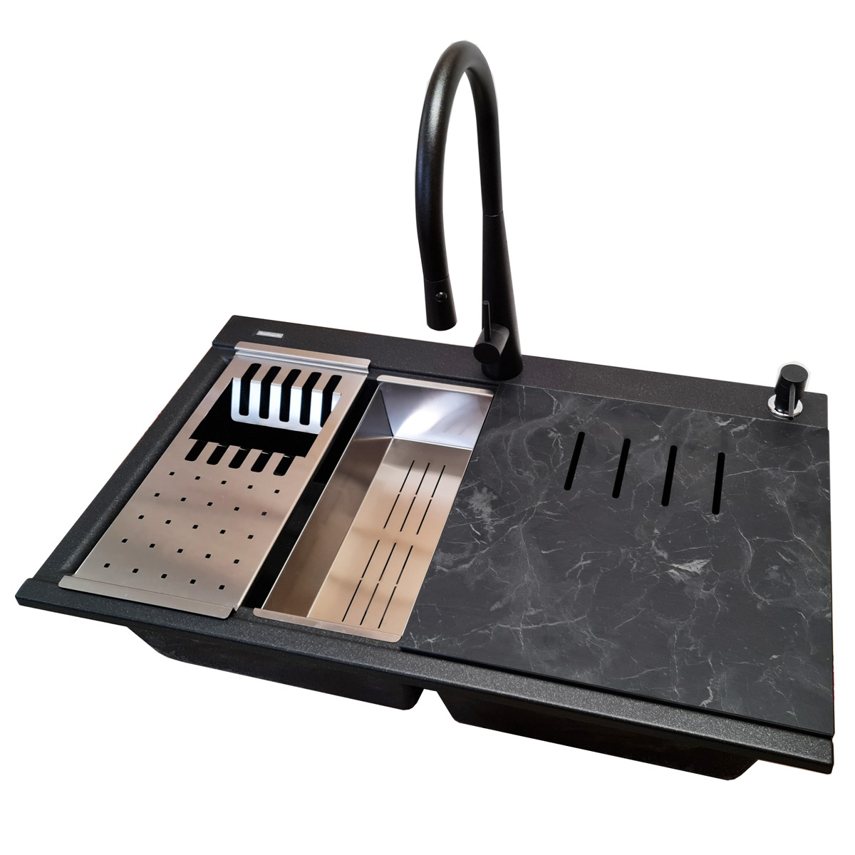 Chiuveta-Bucatarie-CookingAid-Kinga-LX8620-negru-metalic-tocatoare-ABS-Ardesia-4a