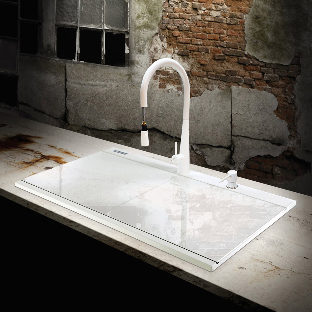 Chiuveta-Bucatarie-Granit-CookingAid-Kinga-LX8620-Polar-White-Baterie-Newmix-90-dozator