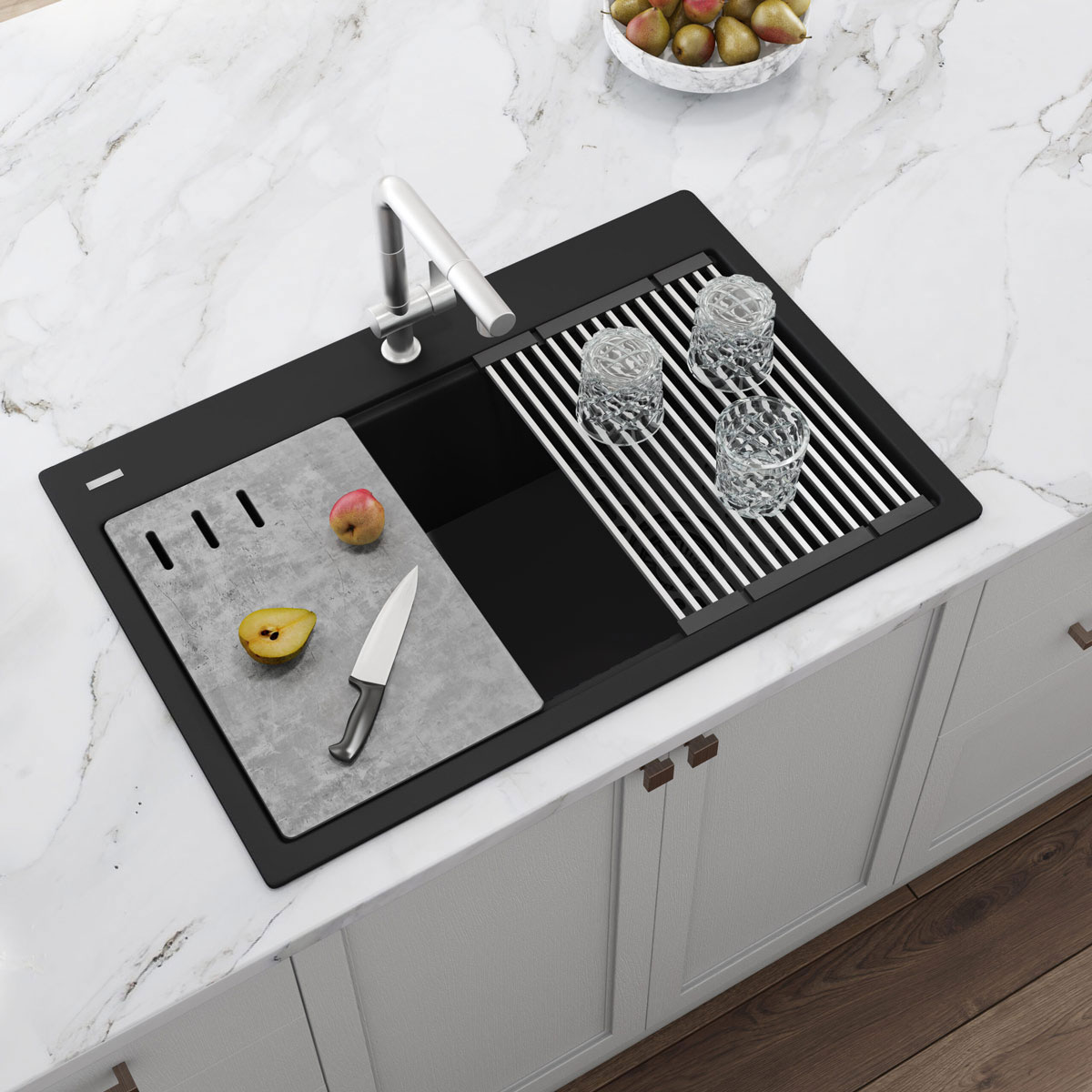 Chiuveta-Bucatarie-Granit-CookingAid-Cube-ON3322-Black-Metal-Quartz-9
