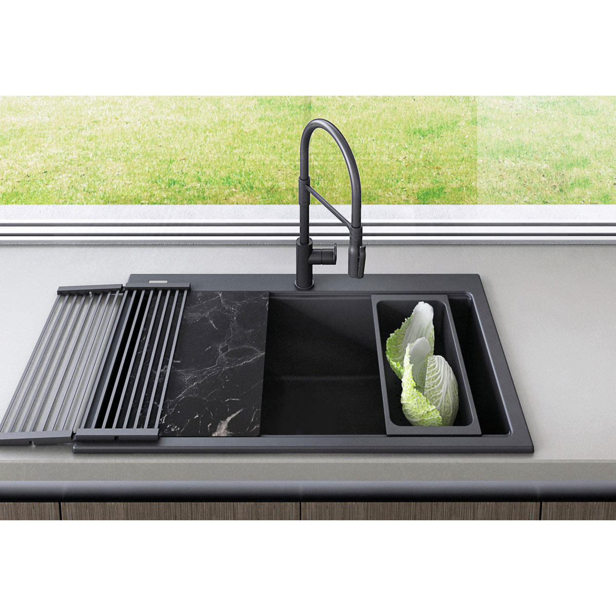 Chiuveta-Bucatarie-Granit-CookingAid-Cube-ON3322-Black-Metal-Quartz-13